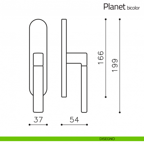 Maniglia per finestra cremonese Planet bicolor Olivari disegno
