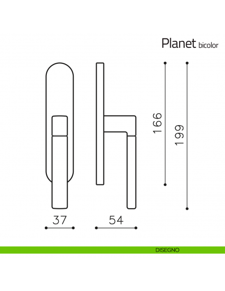 Maniglia per finestra cremonese Planet bicolor Olivari disegno