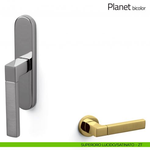 Maniglia per finestra cremonese Planet bicolor Olivari superoro lucido/satinato