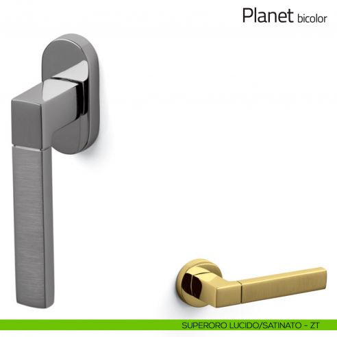 Maniglia per finestra martellina DK Planet Bicolor Olivari superoro lucido/satinato