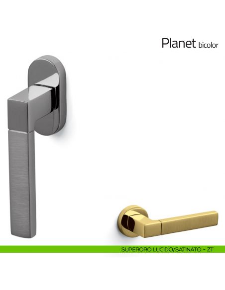 Maniglia per finestra martellina DK Planet Bicolor Olivari superoro lucido/satinato