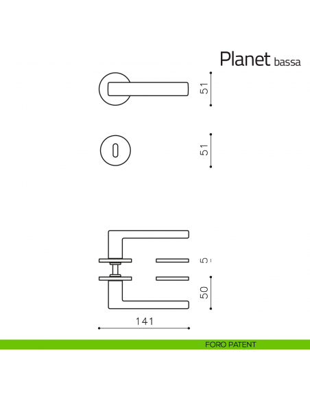 Maniglia per porta Planet Olivari bassa foro patent