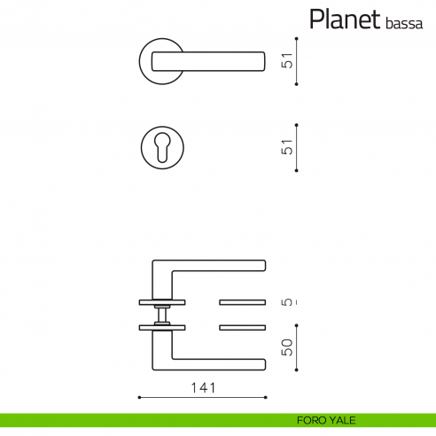 Maniglia per porta Planet Olivari bassa foro yale