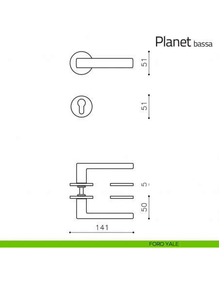 Maniglia per porta Planet Olivari bassa foro yale