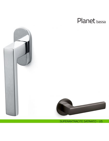 Maniglia per finestra martellina DK Planet Olivari bassa superantracite satinato