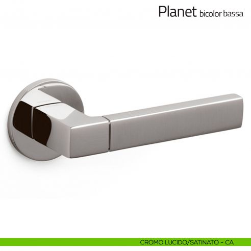 Maniglia per porta Planet bicolor Olivari bassa cromo lucido/satinato