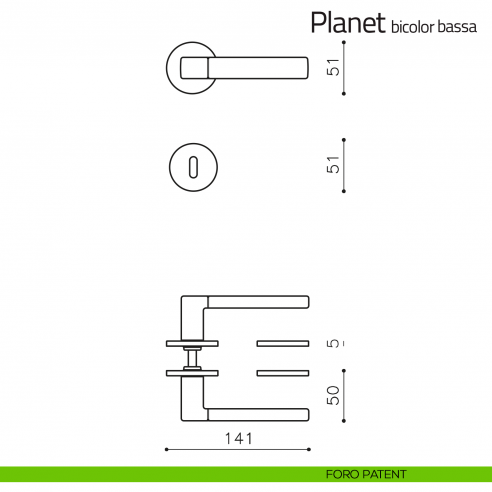Maniglia per porta Planet bicolor Olivari bassa foro patent