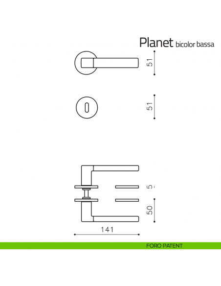 Maniglia per porta Planet bicolor Olivari bassa foro patent