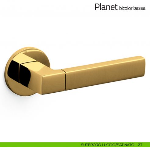 Maniglia per porta Planet bicolor Olivari bassa superoro lucido/satinato