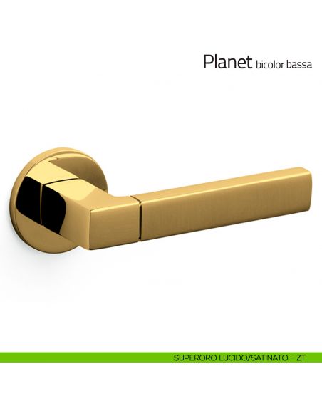 Maniglia per porta Planet bicolor Olivari bassa superoro lucido/satinato