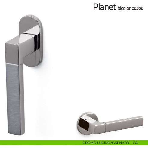 Maniglia per finestra martellina DK Planet bicolor Olivari bassa cromo lucido/satinato