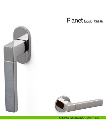 Maniglia per finestra martellina DK Planet bicolor Olivari bassa cromo lucido/satinato