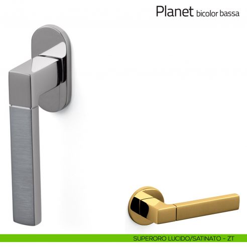 Maniglia per finestra martellina DK Planet bicolor Olivari bassa superoro lucido/satinato
