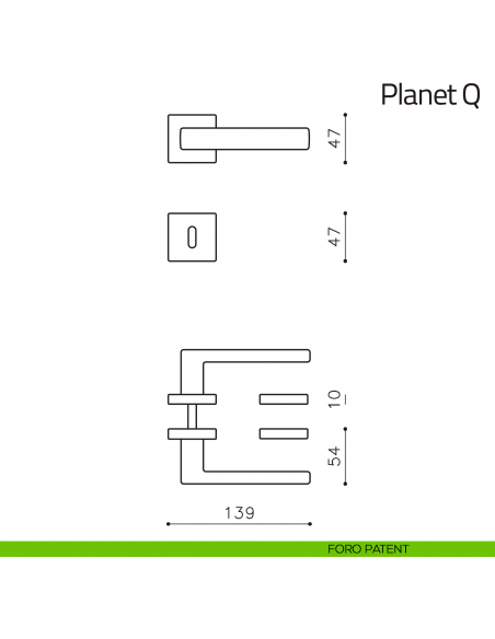 Maniglia per porta Planet Q Olivari foro patent