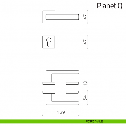 Maniglia per porta Planet Q Olivari foro yale