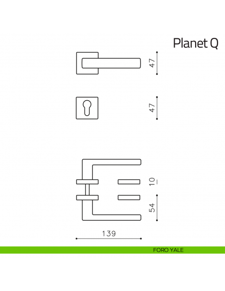 Maniglia per porta Planet Q Olivari foro yale