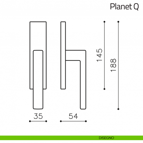 Maniglia per finestra cremonese Planet Q Olivari disegno