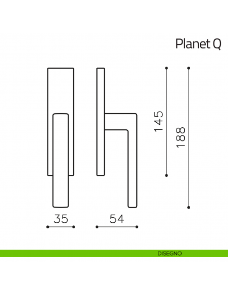 Maniglia per finestra cremonese Planet Q Olivari disegno