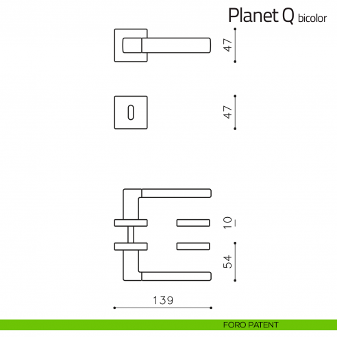 Maniglia per porta Planet Q bicolor Olivari foro patent