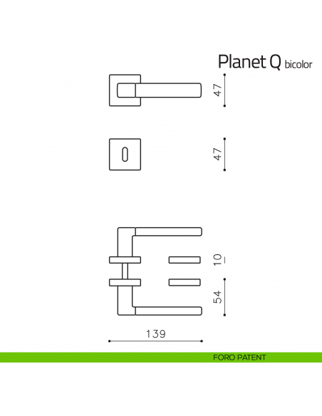 Maniglia per porta Planet Q bicolor Olivari foro patent