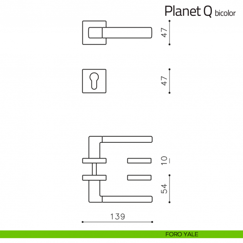 Maniglia per porta Planet Q bicolor Olivari foro yale