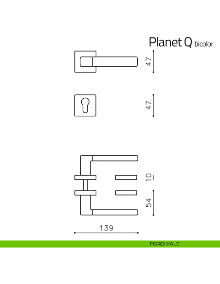 Maniglia per porta Planet Q bicolor Olivari foro yale