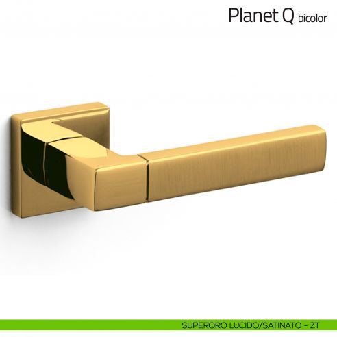 Maniglia per porta Planet Q bicolor Olivari superoro lucido/satinato