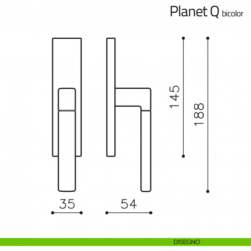 Maniglia per finestra cremonese Planet Q bicolor Olivari disegno
