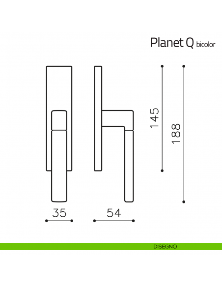 Maniglia per finestra cremonese Planet Q bicolor Olivari disegno