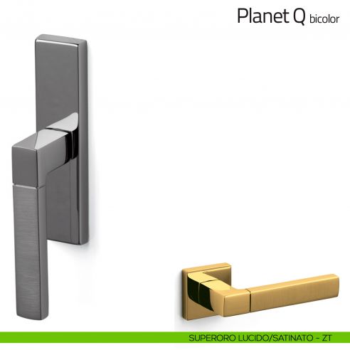 Maniglia per finestra cremonese Planet Q bicolor Olivari superoro lucido/satinato