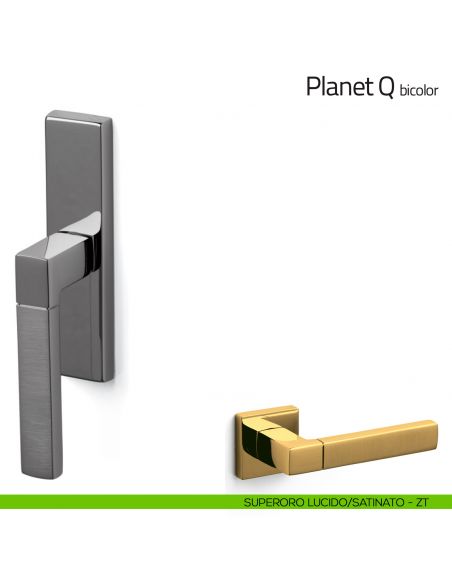 Maniglia per finestra cremonese Planet Q bicolor Olivari superoro lucido/satinato