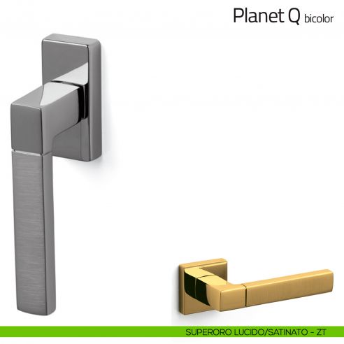 Maniglia per finestra martellina DK Planet Q Bicolor Olivari superoro lucido/satinato