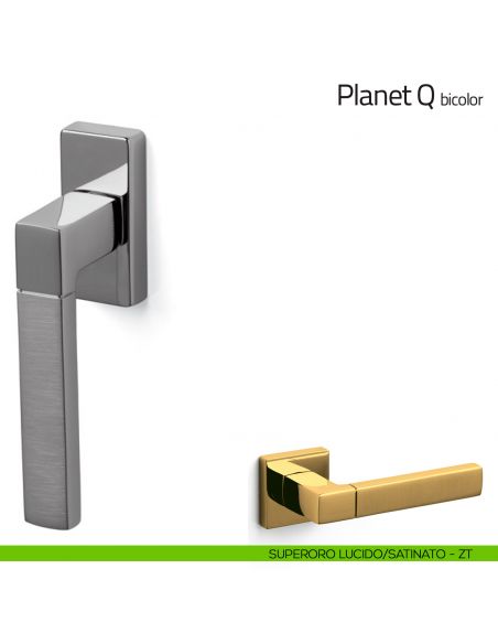 Maniglia per finestra martellina DK Planet Q Bicolor Olivari superoro lucido/satinato