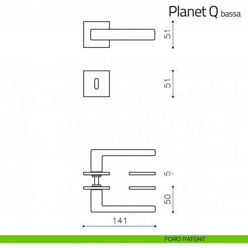 Maniglia per porta Planet Q Olivari bassa foro patent