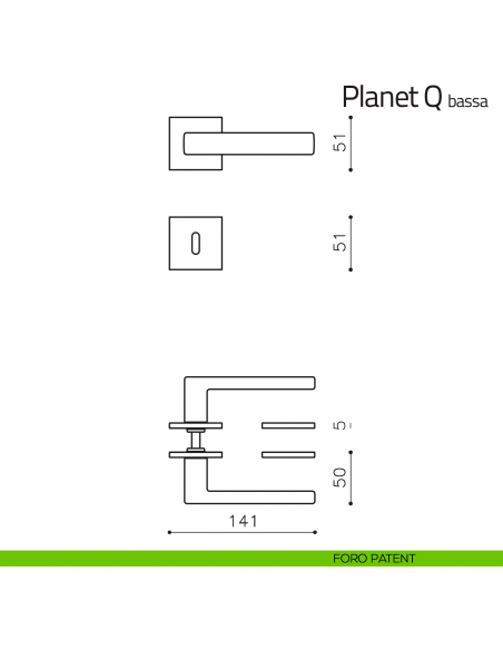 Maniglia per porta Planet Q Olivari bassa foro patent