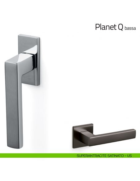 Maniglia per finestra martellina DK Planet Q Olivari bassa superantracite satinato