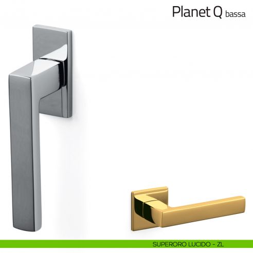 Maniglia per finestra martellina DK Planet Q Olivari bassa superoro lucido
