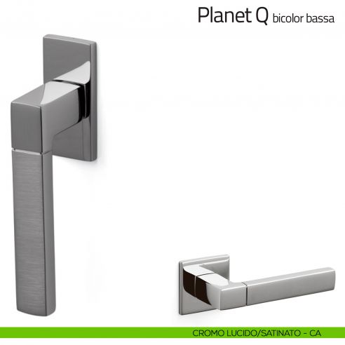 Maniglia per finestra martellina DK Planet Q bicolor Olivari bassa cromo lucido/satinato