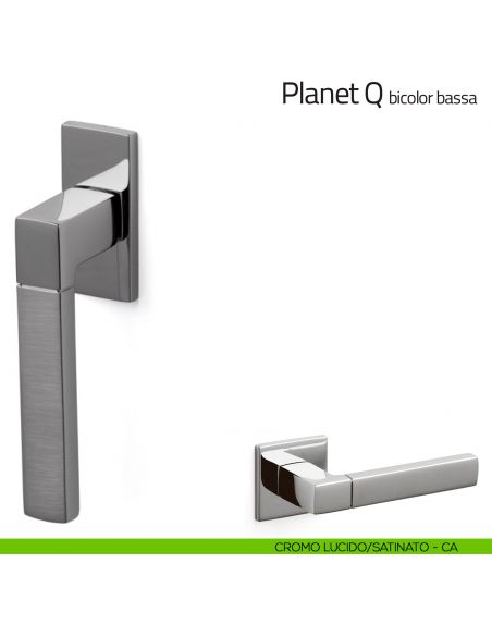 Maniglia per finestra martellina DK Planet Q bicolor Olivari bassa cromo lucido/satinato