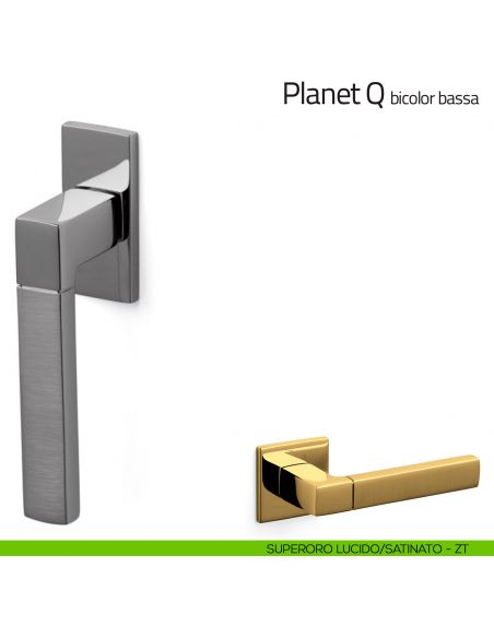 Maniglia per finestra martellina DK Planet Q bicolor Olivari bassa superoro lucido/satinato