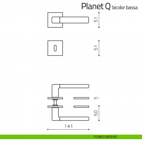 Maniglia per porta Planet Q bicolor Olivari bassa foro patent
