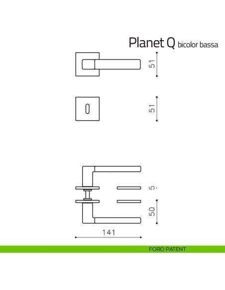 Maniglia per porta Planet Q bicolor Olivari bassa foro patent