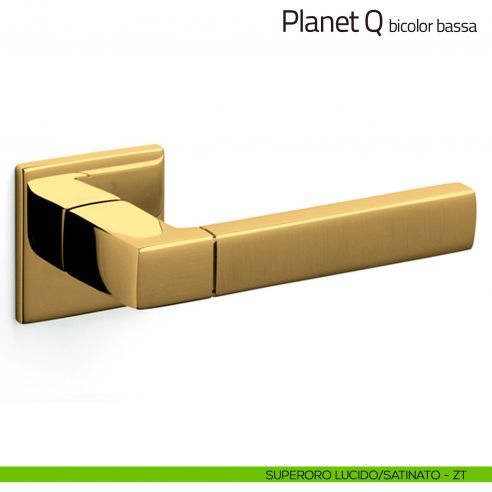 Maniglia per porta Planet Q bicolor Olivari bassa superoro lucido/satinato