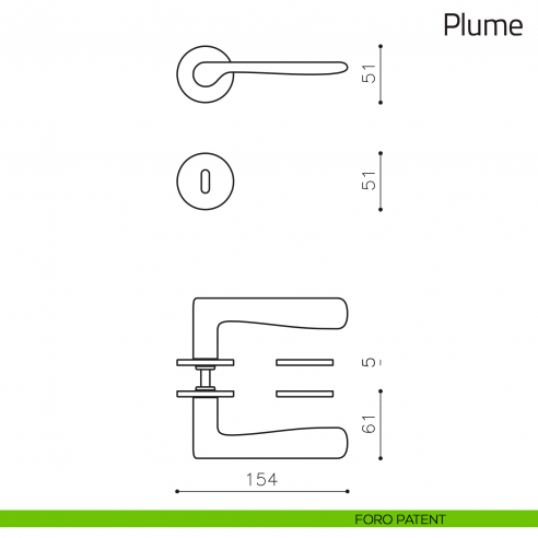 Maniglia per porta Plume Olivari foro patent