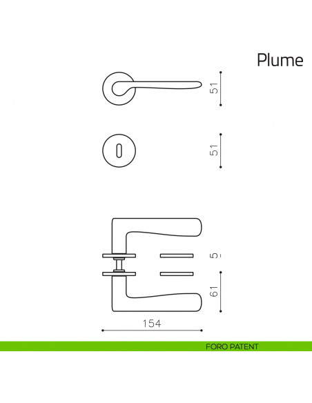 Maniglia per porta Plume Olivari foro patent