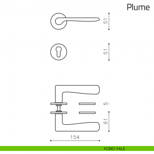 Maniglia per porta Plume Olivari foro yale