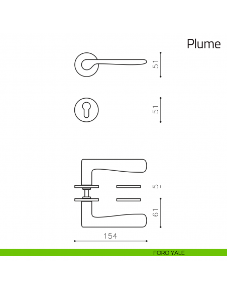 Maniglia per porta Plume Olivari foro yale