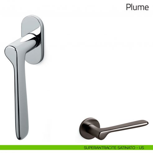 Maniglia per finestra martellina DK Plume Olivari superantracite satinato