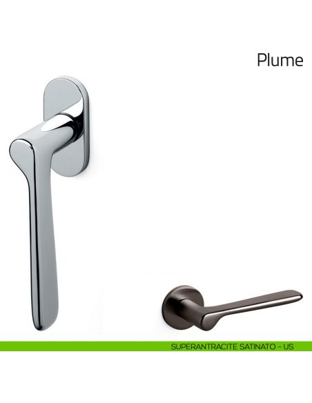 Maniglia per finestra martellina DK Plume Olivari superantracite satinato