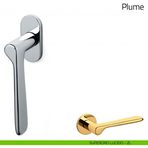 Maniglia per finestra martellina DK Plume Olivari superoro lucido
